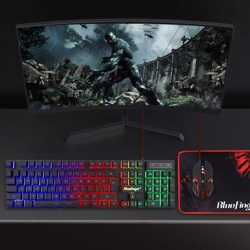 BlueFinger RGB Gaming Keyboard and Backlit Mouse Combo